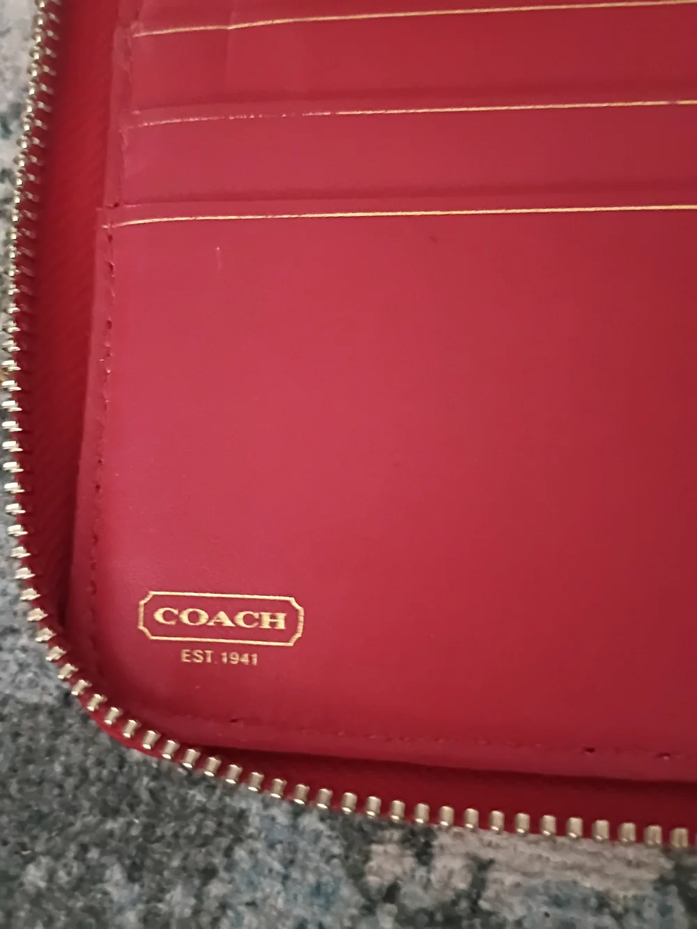 Coach Red Patent Zip Notebook Case
